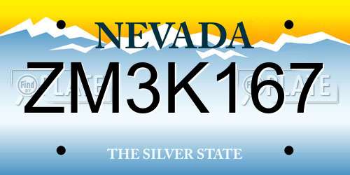 ZM3K167 Nevada License Plate