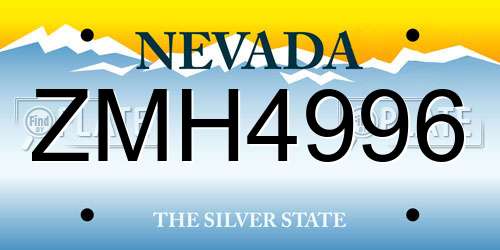 ZMH4996 Nevada License Plate
