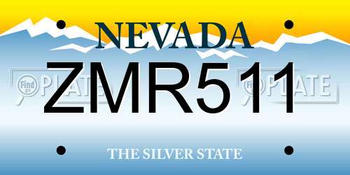 ZMR511 Nevada License Plate