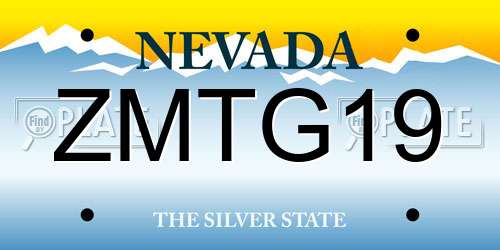 ZMTG19 Nevada License Plate
