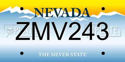 ZMV243 Nevada License Plate