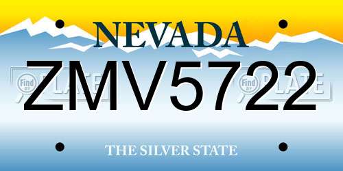 ZMV5722 Nevada License Plate