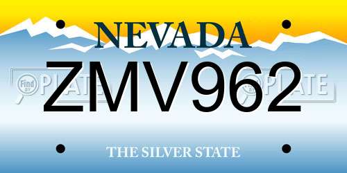 ZMV962 Nevada License Plate