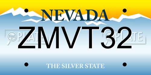 ZMVT32 Nevada License Plate