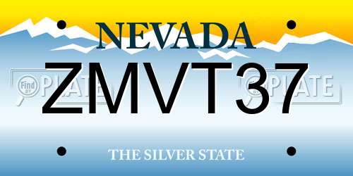 ZMVT37 Nevada License Plate