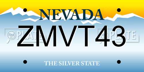 ZMVT43 Nevada License Plate