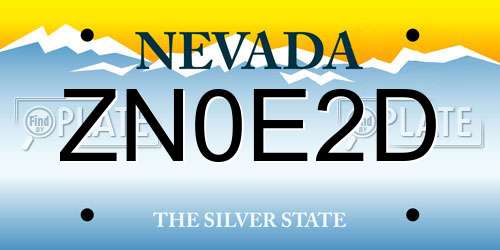 ZN0E2D Nevada License Plate