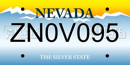 ZN0V095 Nevada License Plate