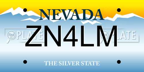 ZN4LM Nevada License Plate