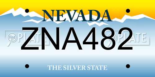 ZNA482 Nevada License Plate