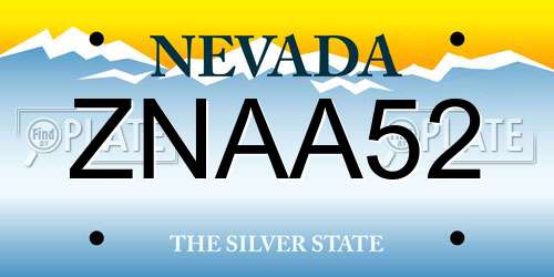 ZNAA52 Nevada License Plate