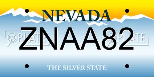 ZNAA82 Nevada License Plate