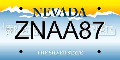ZNAA87 Nevada License Plate