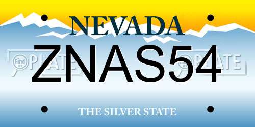 ZNAS54 Nevada License Plate