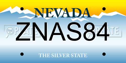ZNAS84 Nevada License Plate