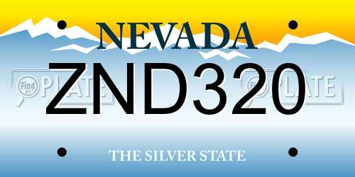 ZND320 Nevada License Plate