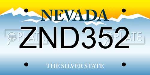 ZND352 Nevada License Plate