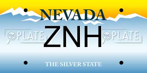 ZNH Nevada License Plate
