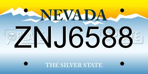 ZNJ6588 Nevada License Plate