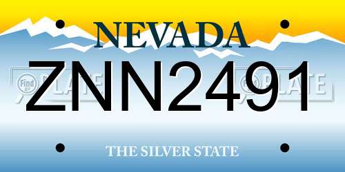 ZNN2491 Nevada License Plate