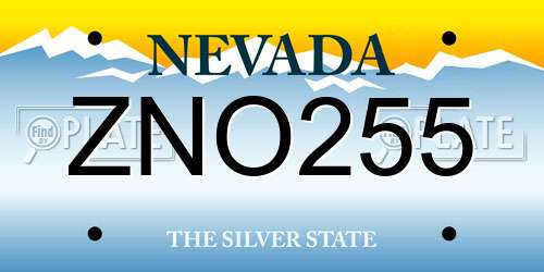 ZNO255 Nevada License Plate