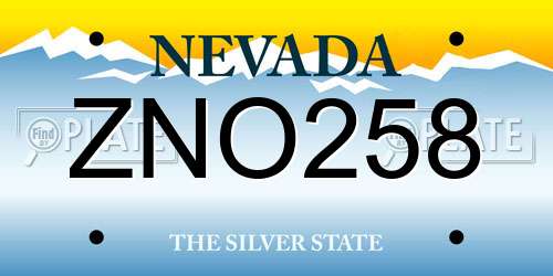 ZNO258 Nevada License Plate