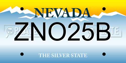 ZNO25B Nevada License Plate