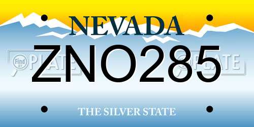 ZNO285 Nevada License Plate