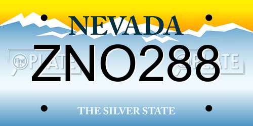 ZNO288 Nevada License Plate