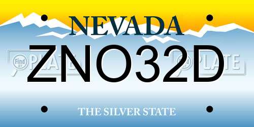 ZNO32D Nevada License Plate
