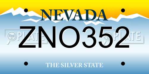 ZNO352 Nevada License Plate