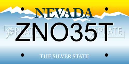 ZNO35T Nevada License Plate