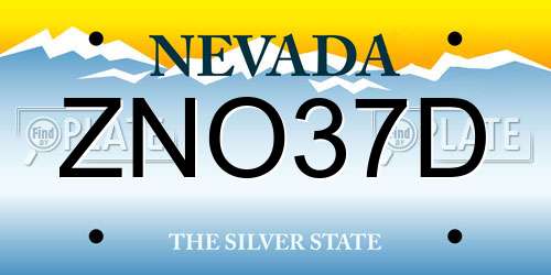 ZNO37D Nevada License Plate