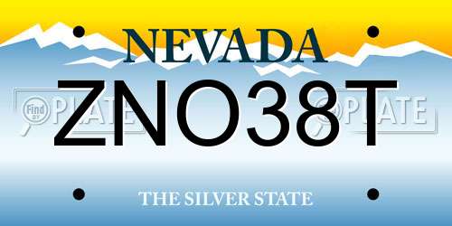 ZNO38T Nevada License Plate