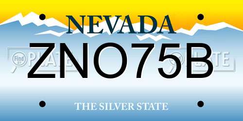ZNO75B Nevada License Plate