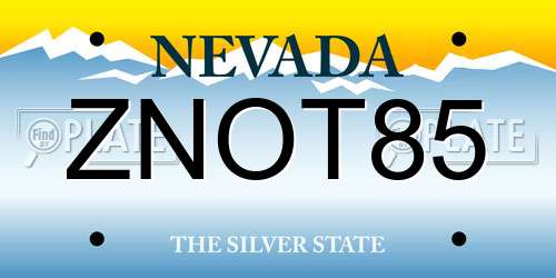 ZNOT85 Nevada License Plate
