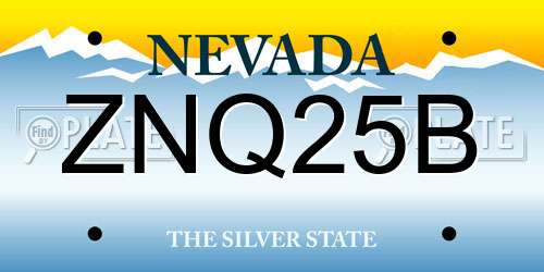 ZNQ25B Nevada License Plate