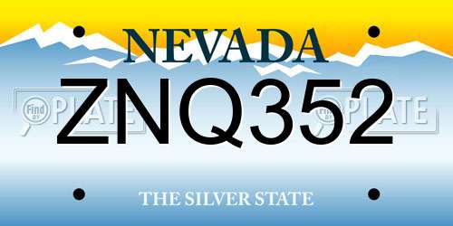 ZNQ352 Nevada License Plate