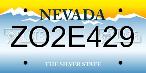 ZO2E429 Nevada License Plate