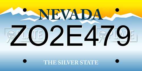 ZO2E479 Nevada License Plate