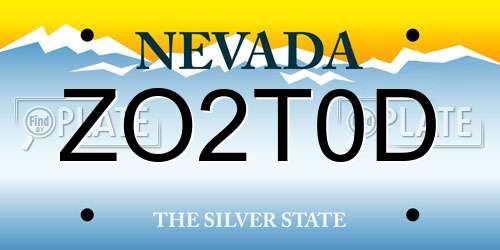 ZO2T0D Nevada License Plate