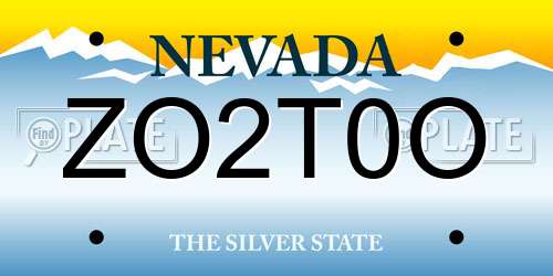 ZO2T0O Nevada License Plate