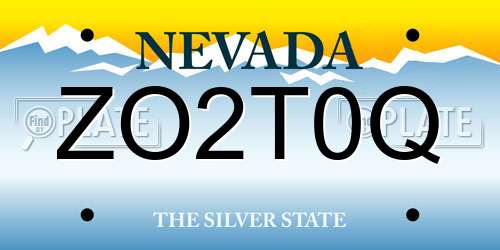 ZO2T0Q Nevada License Plate
