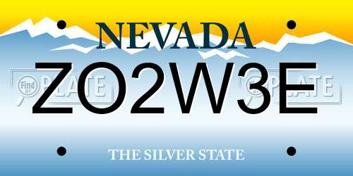 ZO2W3E Nevada License Plate