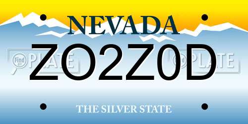 ZO2Z0D Nevada License Plate
