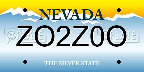 ZO2Z0O Nevada License Plate