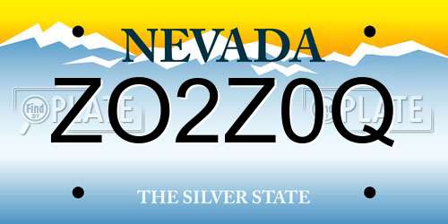 ZO2Z0Q Nevada License Plate