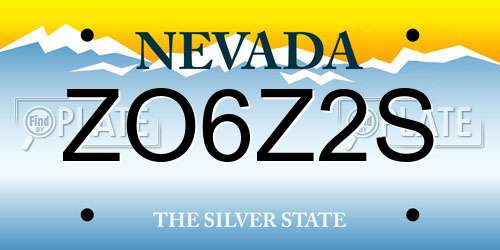 ZO6Z2S Nevada License Plate