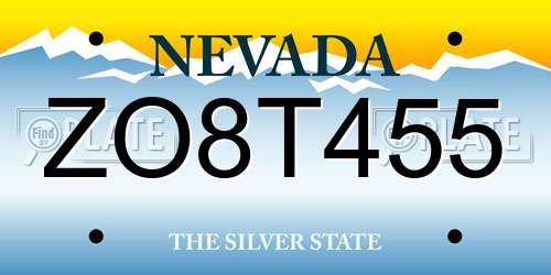 ZO8T455 Nevada License Plate