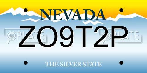 ZO9T2P Nevada License Plate